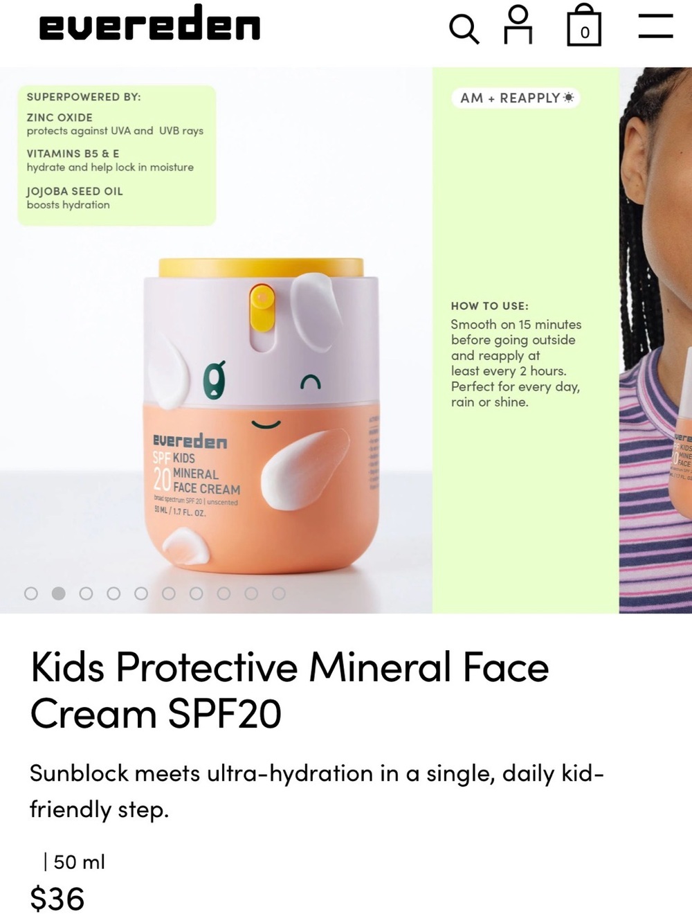 Kids Mineral Face Cream SPF20 — Peach & White